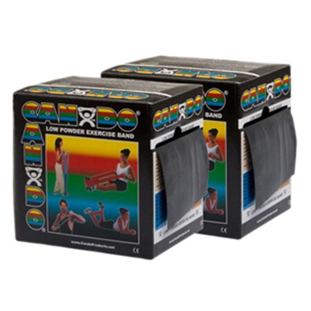 Cando International Low Powder Exercise Band, 100 yards - Black, X Heavy, 2PK CanDo-10-5495